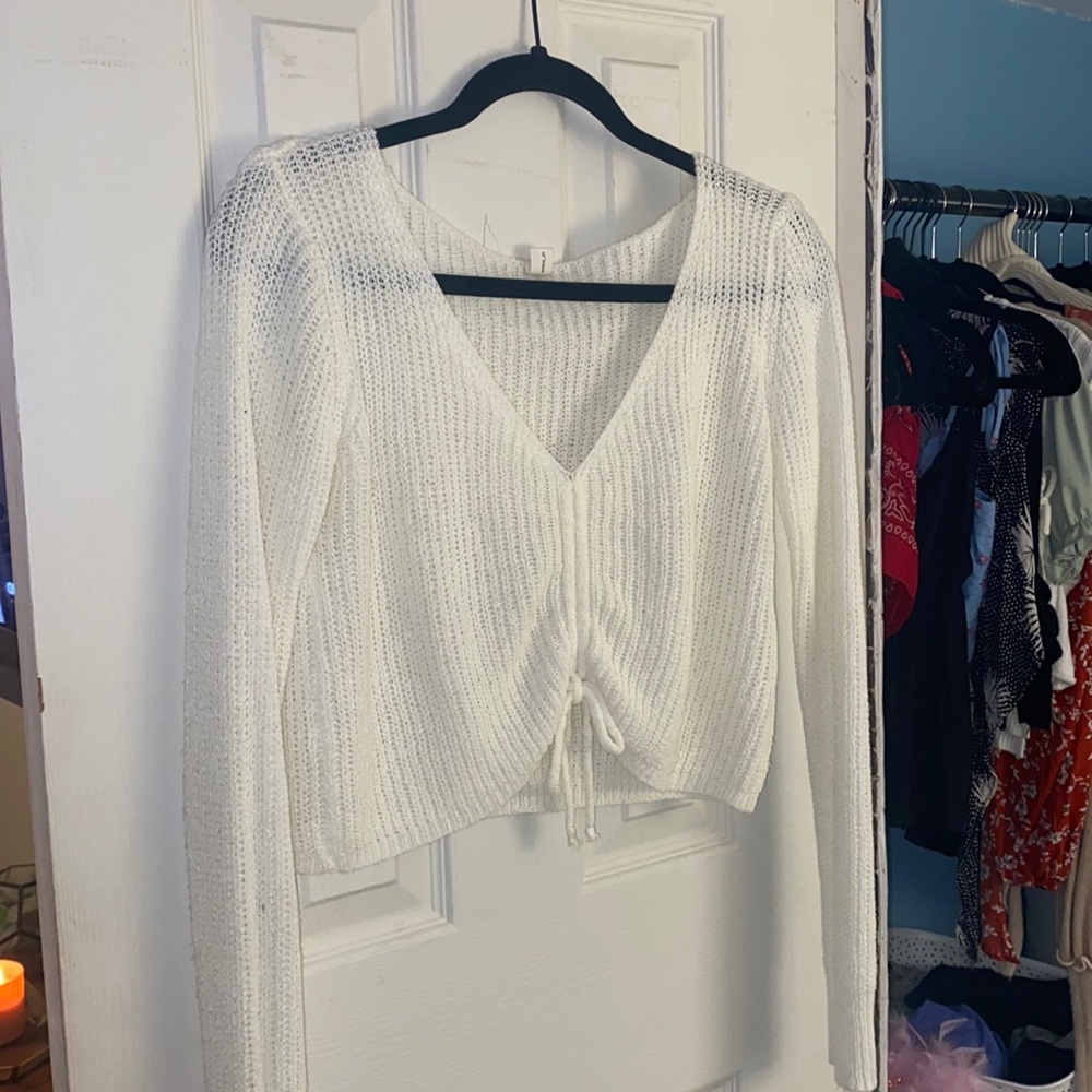 White knit sweater